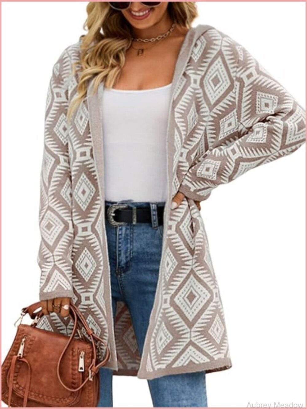 Hooded Long Cardigan, Open Front Boho Knit Sweater Coat